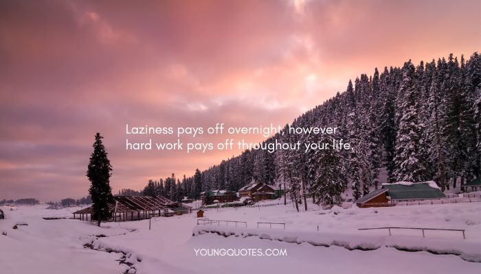 Laziness pays off overnight, however hard work pays off throughout your life.