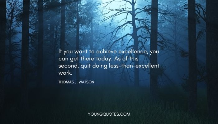 If you want to achieve excellence, you can get there today. As of this second, quit doing less-than-excellent work. – Thomas J. Watson