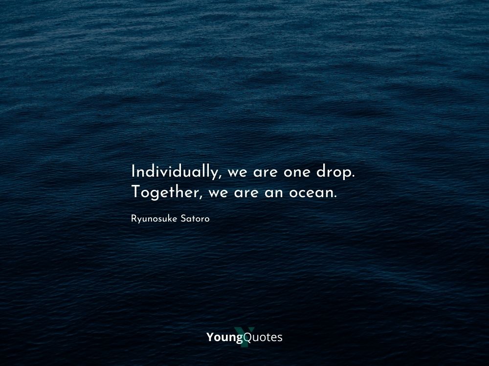 Individually, we are one drop. Together, we are an ocean. – Ryunosuke Satoro