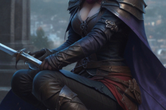 a-woman-in-a-hoodedie-crouches-on-a-ledge-with-a-sword-1