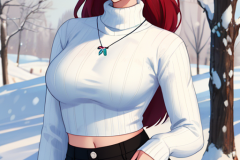 araffe-woman-in-a-white-turtleneck-sweater-and-black-pants-posing-in-the-snow-6