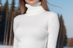 araffe-woman-in-a-white-turtleneck-sweater-and-black-pants-posing-in-the-snow-8