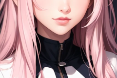 A beautiful anime girl in pink hair